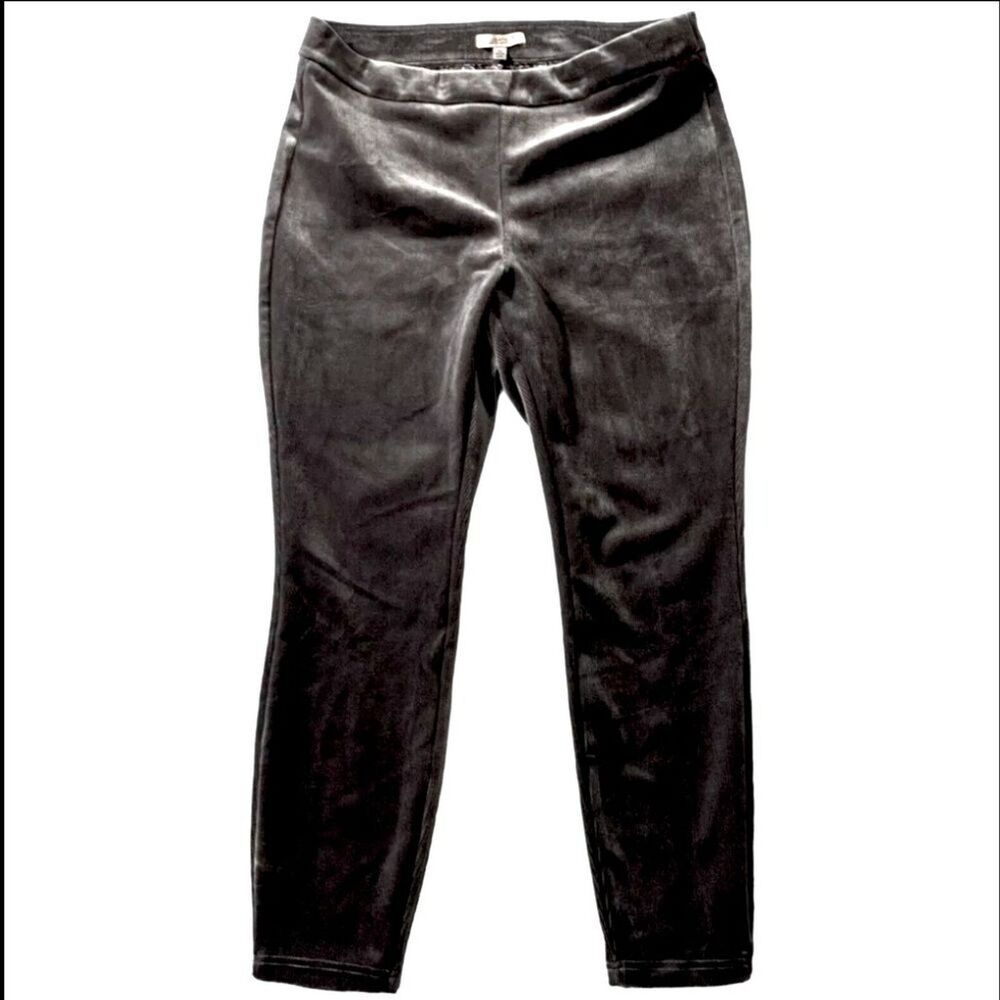 Nanette Lepore Black Velvet Corduroy Pull On Leggings Ankle Pants Size M